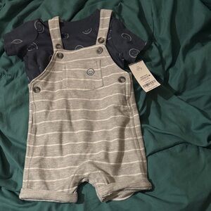 Carter's Gray and White Striped Overalls